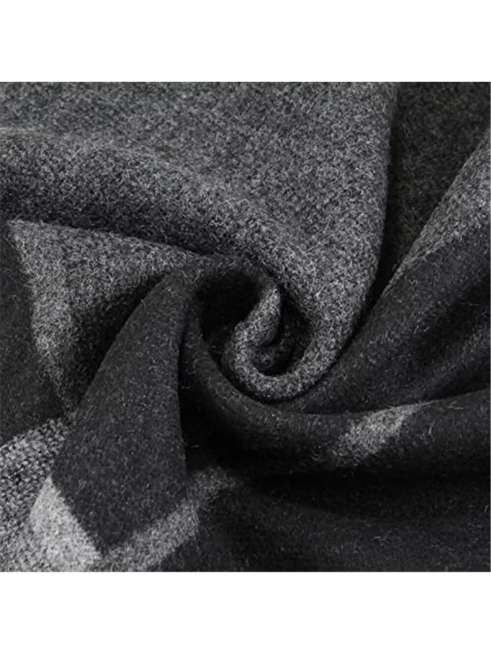 2 Packs Men's Cashmere Feel  Scarf for Winter, Black Grey Plaid